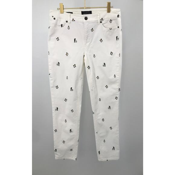 Talbots Flawless Five Pocket Pant Embroidered Penguin Corduroy Size 6 Slim Ankle - Picture 1 of 9